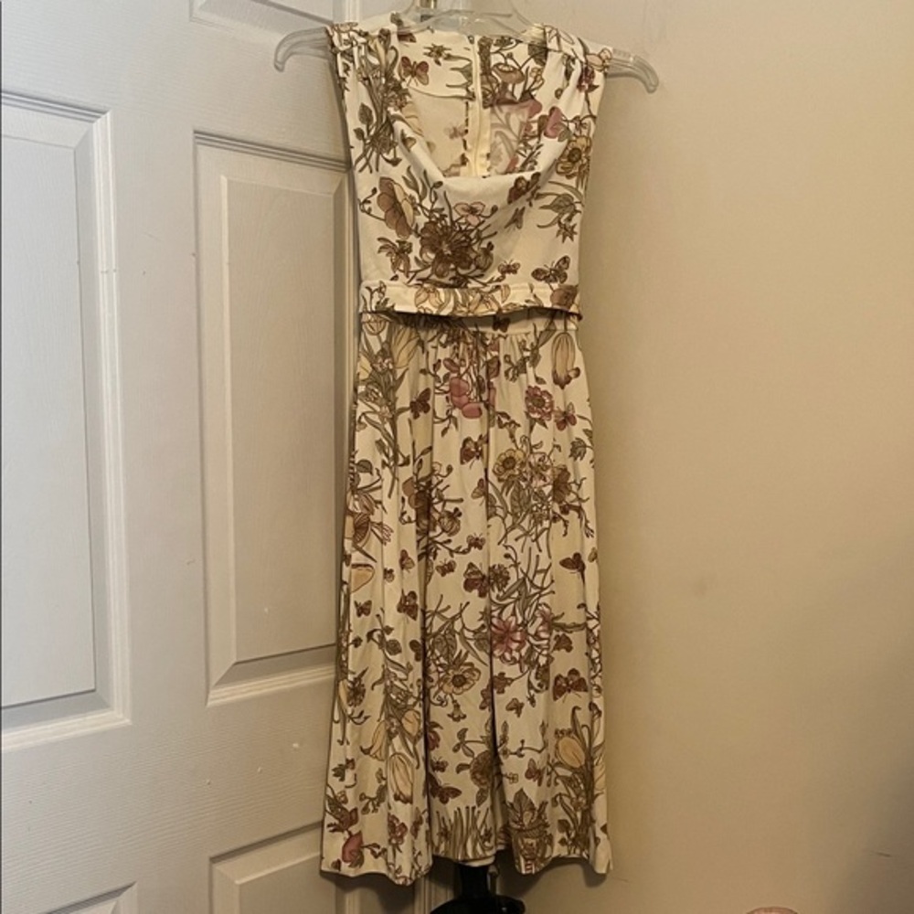 Vintage Floral Midi Dress in Cream